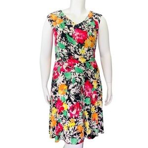 Lauren Ralph Lauren Womens Fit N Flare Dress Floral Stretch Jersey Size